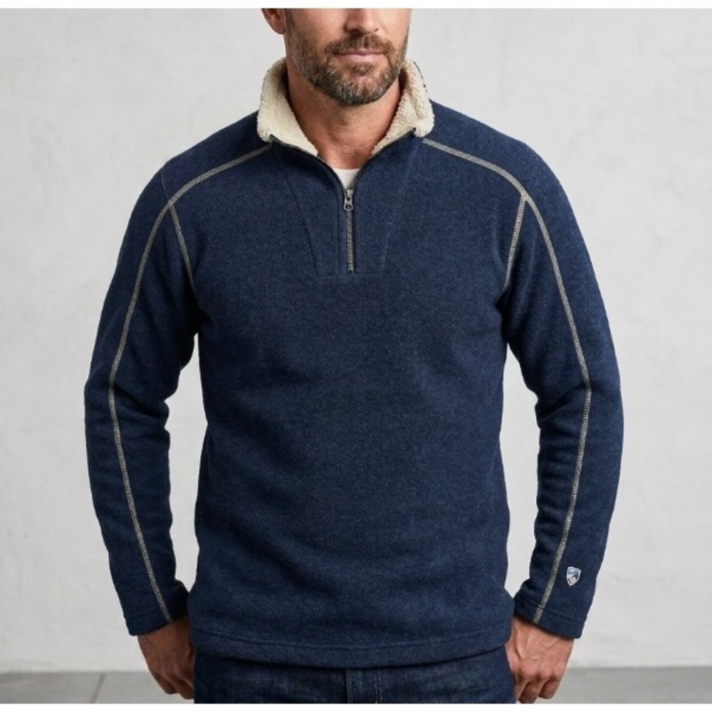 KUHL Interceptr 1/4 Zip Fleece Sweater Navy Blue Mens Size Small 3017